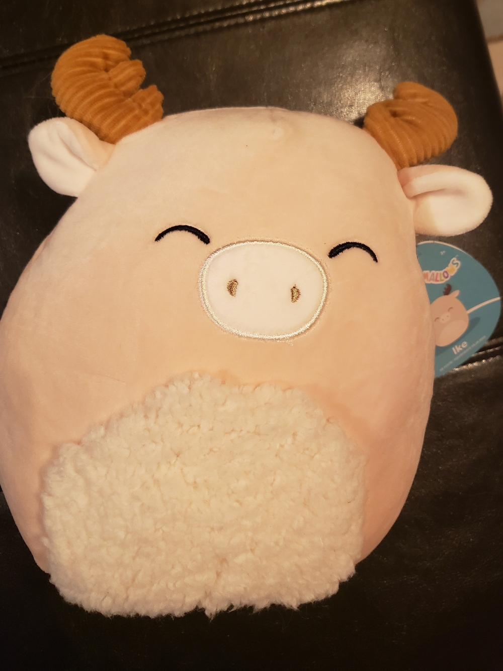 Squishmallows Tan Ram Plush Pillow with Cream Belly and Gold Horns